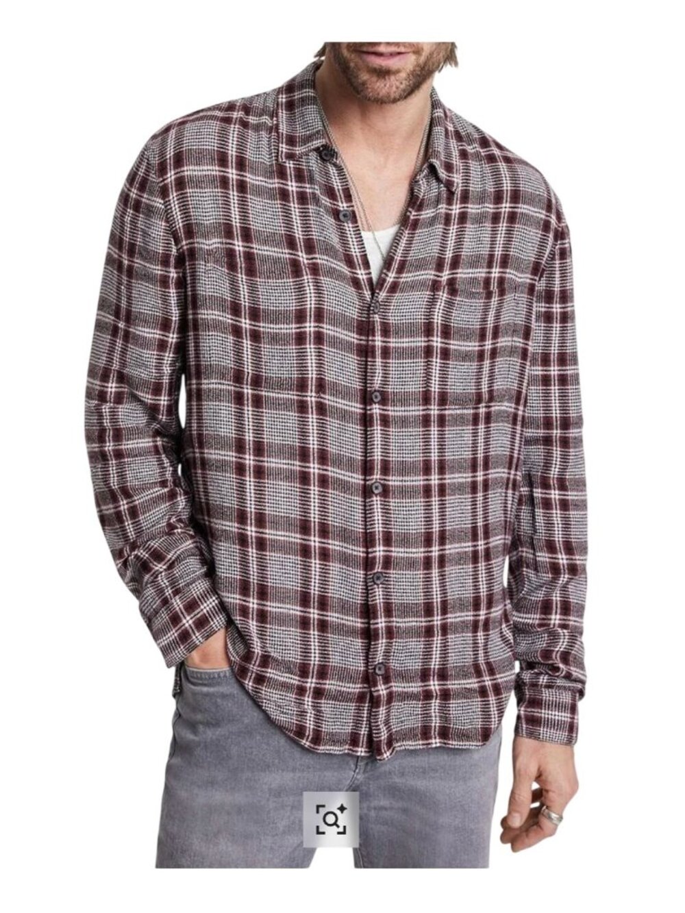 John Varvatos Men's Cole Yarn-Dyed Sport Shirt NWT - Size L